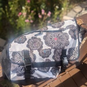 Pottery Barn Teen white floral messenger bag